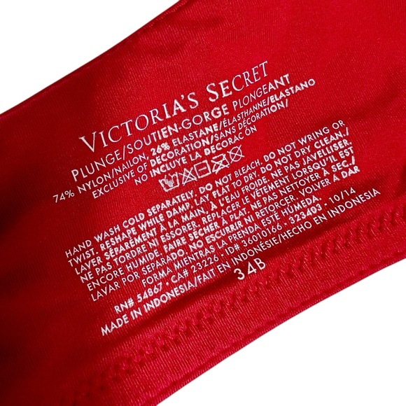 2014 Victoria's Secret Plunge Bold Red Bra Size 34B - Picture 5 of 8